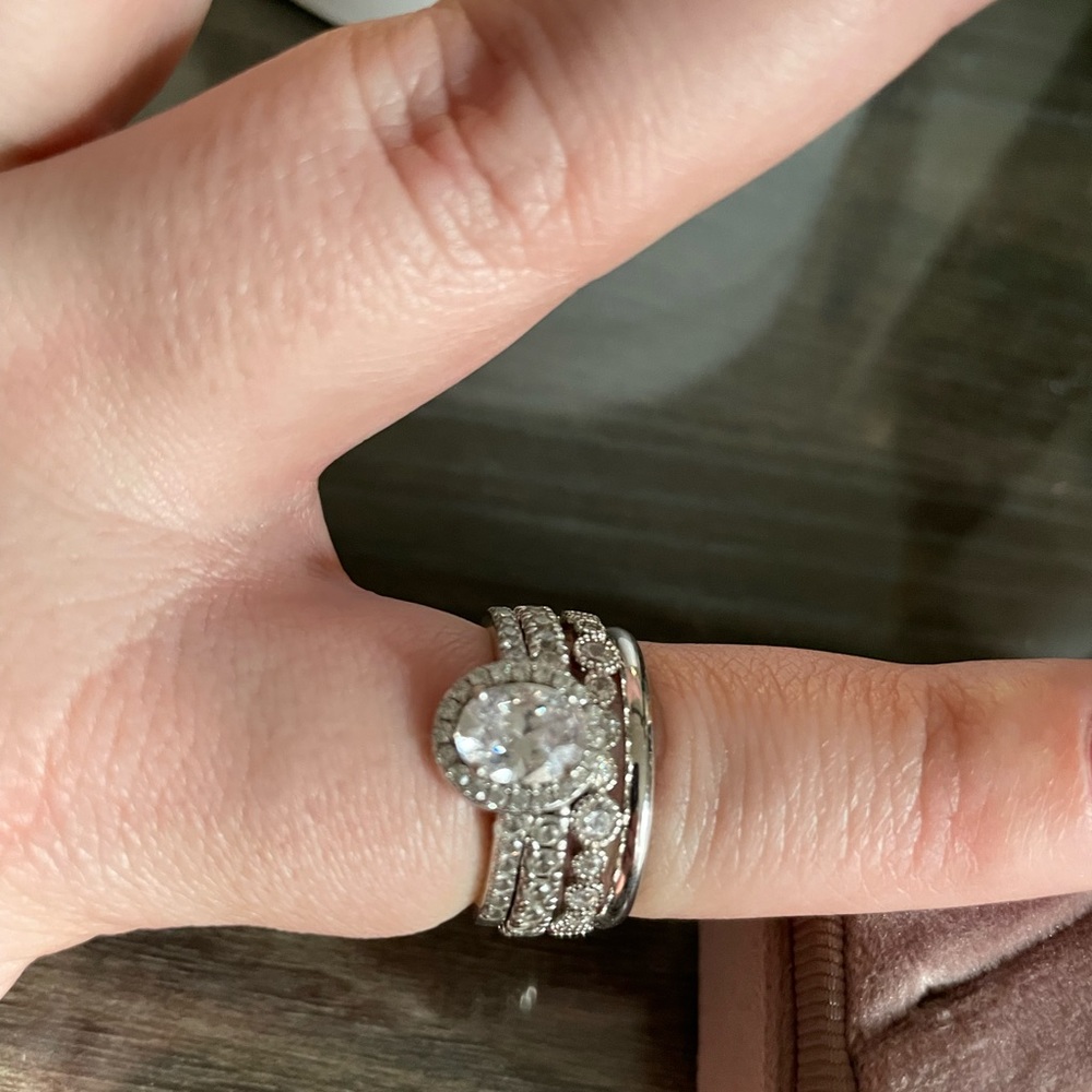 Modern Gents Sterling silver stacking ring set. Size 8.5